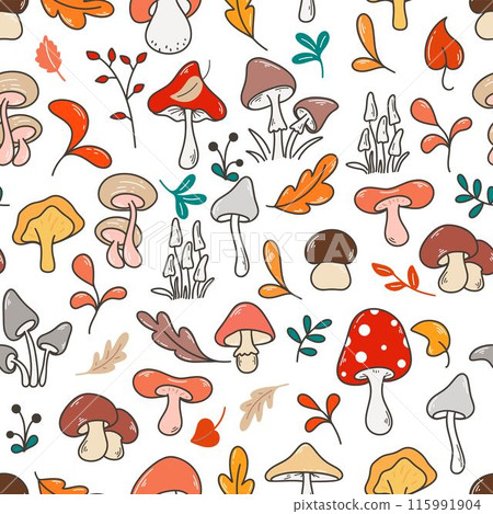 Forest autumn mushroom seamless pattern Forest autumn mushroom seamless pattern 115991904