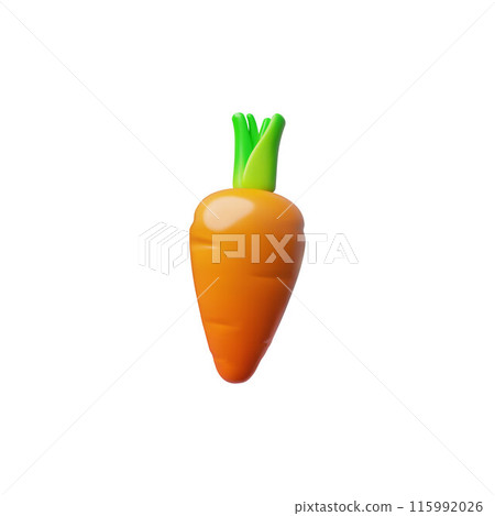 Whole carrot vector icon. 3D, isolated cartoon illustration. Whole carrot vector icon. 3D, isolated cartoon illustration. 115992026