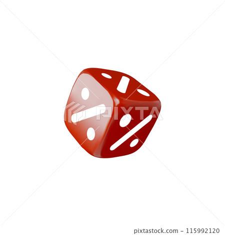 Red Cube with percentages. Vector 3D illustration. 115992120