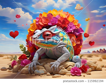 Rainbow desert flower chameleon. 115992194