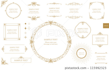 豪華金色古董框架和裝飾框架設計套裝優雅婚禮 115992323