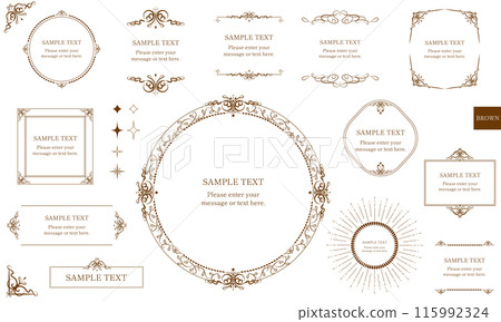 Brown gorgeous antique frame and border design set Elegant Wedding 115992324