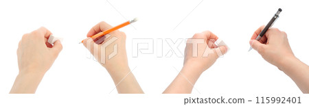 Set of Writing Woman Hands by Pencil, isolated on transparent background 115992401