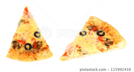Set of Cut off Slices Pizza, isolated on transparent background 115992438
