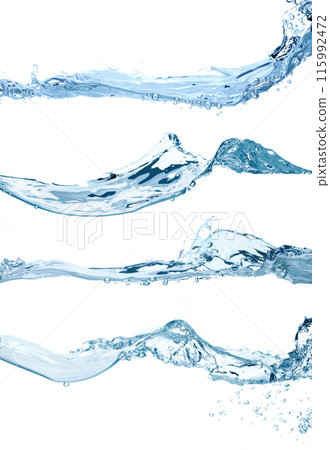 Set of Water Waves, isolated on transparent background Set of Water Waves, isolated on transparent background 115992472
