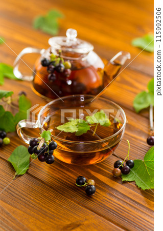 herbal tea from currant leaves and berries herbal tea from currant leaves and berries 115992506