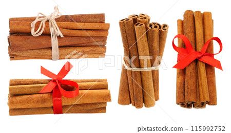 Set of Bunches of Cinnamon Sticks, isolated on transparent background Set of Bunches of Cinnamon Sticks, isolated on transparent background 115992752