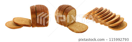 Set of Cut Bread, isolated on white background, food concept 115992793