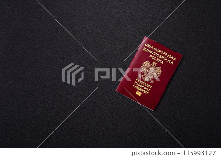 Physical paper international passport of a Polish citizen 115993127