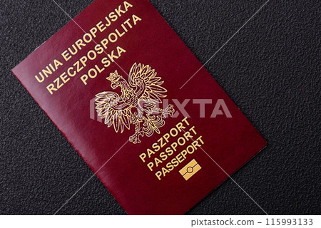 Physical paper international passport of a Polish citizen 115993133