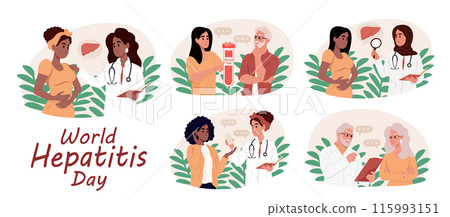 World Hepatitis Day ,July 28. Hepatitis symptoms, diagnosis and treatment. Doctor talks to a patient about hepatitis. Consultation of a gastroenterologist. World Hepatitis Day ,July 28. Hepatitis symptoms, diagnosis and treatment. Doctor talks to a patient about hepatitis. Consultation of a gastroenterologist. 115993151