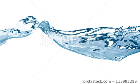 Water wave isolated on white background close-up, clean drinking water concept Water wave isolated on white background close-up, clean drinking water concept 115993289