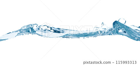 Water wave isolated on white background close-up, clean drinking water concept Water wave isolated on white background close-up, clean drinking water concept 115993313