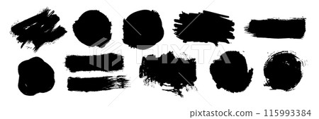 Set of Cosmetic mascara strokes with a frame for text, on transparent background. Realistic mascara 115993384