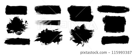 Set of Cosmetic mascara strokes with a frame for text, on transparent background. Realistic mascara smears 115993387