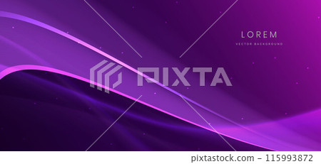Abstract dark purple background with purple line curve and lighting effect sparkle. 115993872