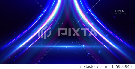 Abstract technology futuristic glowing lines neon blue on dark blue background with lighting effect. Abstract technology futuristic glowing lines neon blue on dark blue background with lighting effect. 115993946
