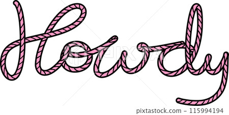 Groovy Western Cowboy Howdy word rope Halloween Retro Funky Cartoon Doodle 115994194