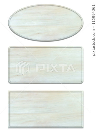 Set of white painted wood grain boards with edges 115994361
