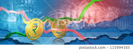 bullish inr stopped by bearish gbp. foreign money exchange market 3d illustration of indian rupee to british pound. currency represented as golden coins bullish inr stopped by bearish gbp. foreign money exchange market 3d illustration of indian rupee to british pound. currency represented as golden coins 115994385