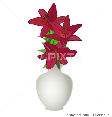 Illustration of lilies in a vase 115994596