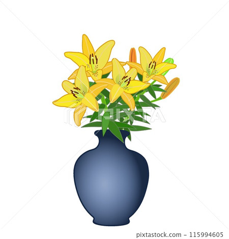 Illustration of lilies in a vase Illustration of lilies in a vase 115994605