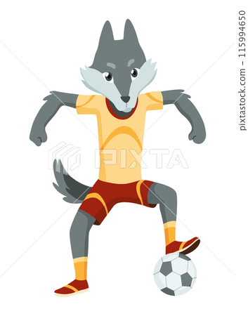 Animal playing football. Cute soccer team player position. Sport is for everyone. Funny vector character illustration 115994650