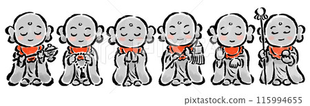 六地藏筆觸手繪插畫 115994655