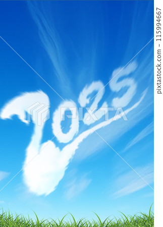 藍天飄浮的雲彩2025新年賀卡素材 115994667