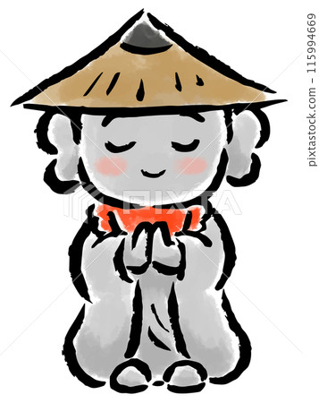 地藏菩薩戴著帽子,筆觸手繪插畫 地藏菩薩戴著帽子,筆觸手繪插畫 115994669
