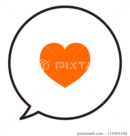 Heart speech bubble frame icon illustration orange right facing 115995189