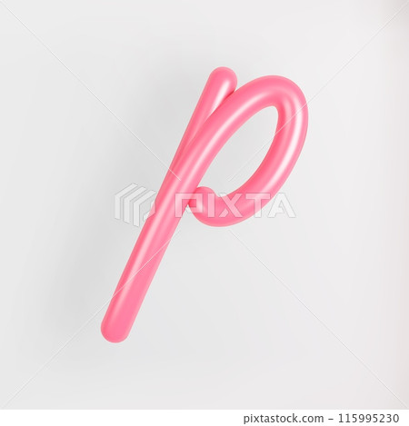 3D Pink Script Lowercase Letter P on light background. Cute Cursive Bubble typography symbol vector illustration. 3D Pink Script Lowercase Letter P on light background. Cute Cursive Bubble typography symbol vector illustration. 115995230