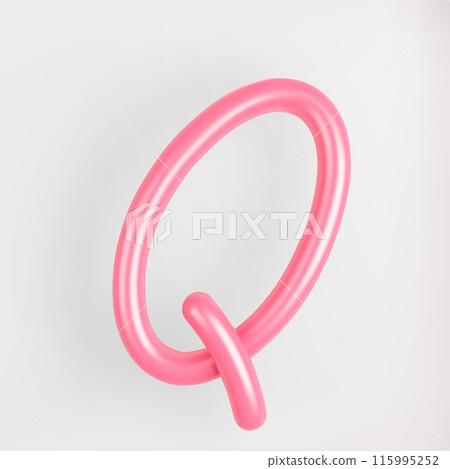 3D Pink Script Uppercase Letter Q on light background. Cute Cursive Bubble typography symbol vector illustration. 3D Pink Script Uppercase Letter Q on light background. Cute Cursive Bubble typography symbol vector illustration. 115995252