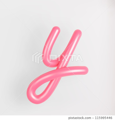 3D Pink Script Lowercase Letter Y on light background. Cute Cursive Bubble typography symbol vector illustration. 3D Pink Script Lowercase Letter Y on light background. Cute Cursive Bubble typography symbol vector illustration. 115995446