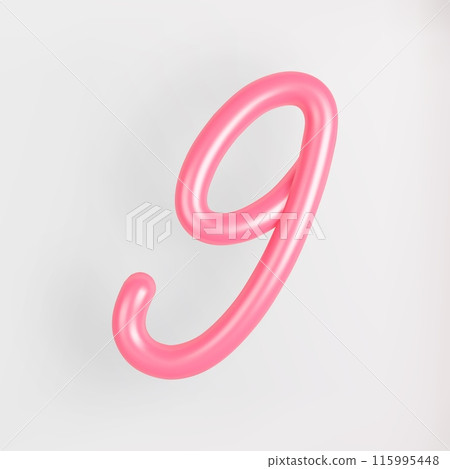 3D Pink Script Number 9 on light background. Cute Cursive Bubble typography symbol vector illustration. 3D Pink Script Number 9 on light background. Cute Cursive Bubble typography symbol vector illustration. 115995448