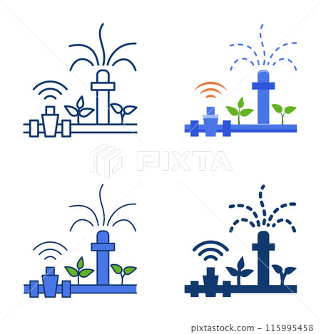 Smart irrigation icon set in flat and line style 115995458