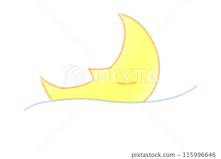 Crescent moon sinking into the sea 115996646