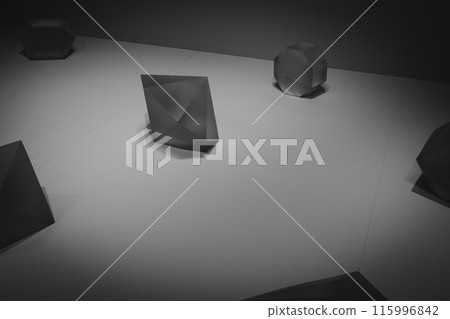 Multiple floating shapes on a white background 115996842
