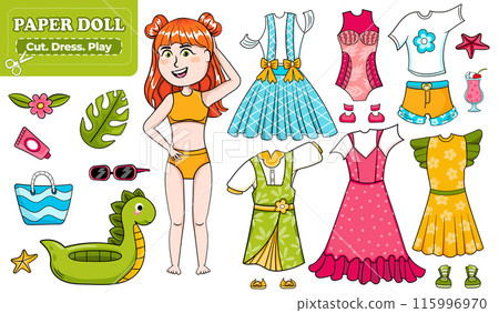Paper doll Dress Up with summer themed outfits 115996970