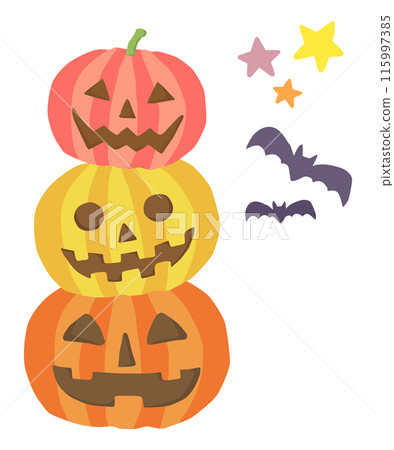 Stacked Jack-o-Lanterns Illustration Vector 115997385