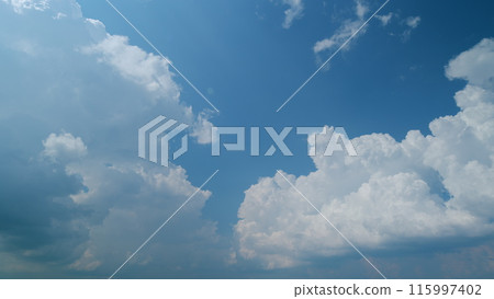 Cumulus cloud cloudscape. Slow rolling clouds. Filming of cumulonimbus cloud movement. Timelapse. Cumulus cloud cloudscape. Slow rolling clouds. Filming of cumulonimbus cloud movement. Timelapse. 115997402
