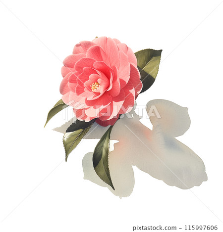 Camellia watercolor illustration on white background 115997606