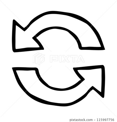 Doodle round arrows symbol hand drawn with thin line 115997756