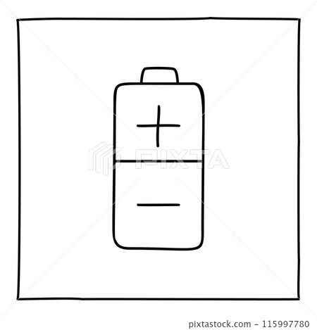 Doodle eco battery icon. Line art style graphic design element. Doodle eco battery icon. Line art style graphic design element. 115997780