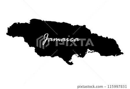 Black Silhouette of a Jamaica Country land Map 115997831