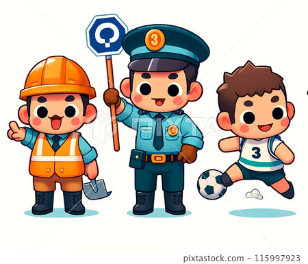 Construction, security, soccer uniforms 115997923