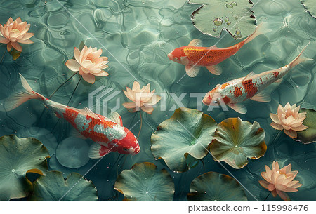flower, koi, carp 115998476