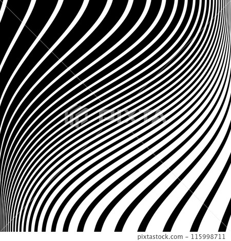 Abstract Halftone Black and White Wavy Lines Pattern. 115998711