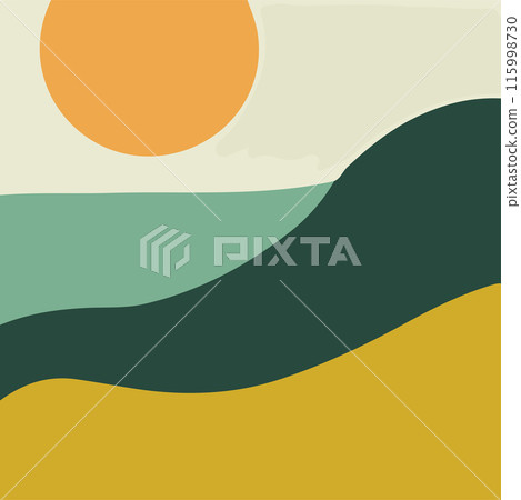 Minimalist Sunset Landscape Vector illustration Minimalist Sunset Landscape Vector illustration 115998730