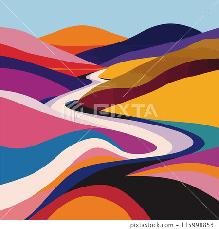 Colorful Curved Hills Landscape vector Colorful Curved Hills Landscape vector 115998853